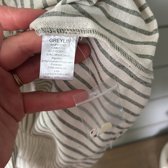Greylin Striped Linen Blend Button-Front Dress – Size L - Picture 4 of 7